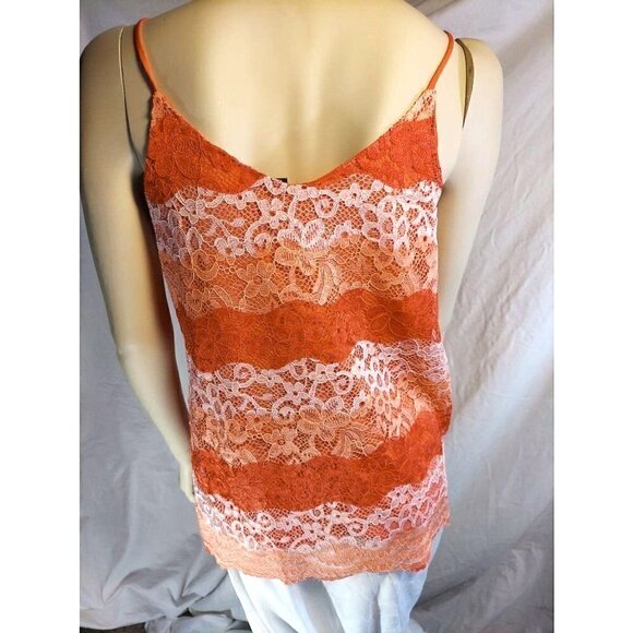 SOLA La Fe Orange And White Lace Spaghetti Straps - Picture 2 of 5